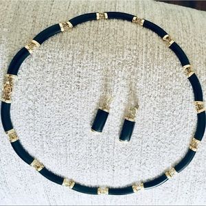 Authentic 14K Yellow Gold 585 & Onyx Jewelry Set